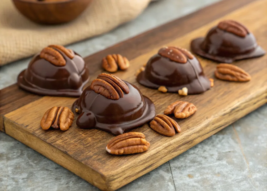 Why Are Chocolate Turtles Called Turtles? 2 pecans, caramel, and chocolate