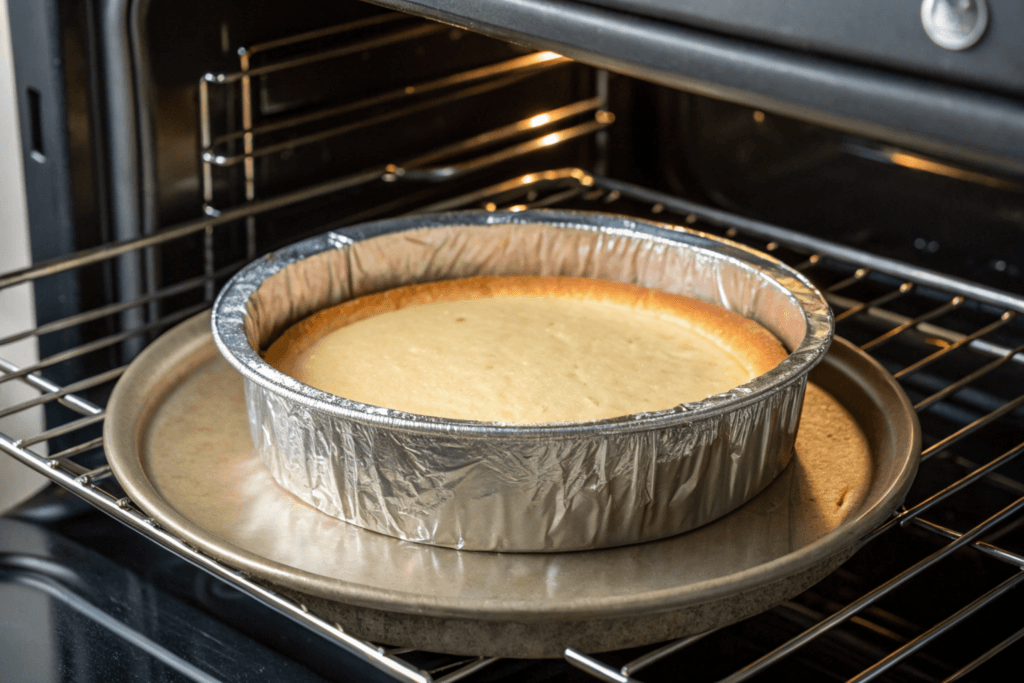 Water Bath for Cheesecake: Why It’s Essential & How to Do It Right 4 a pie in a pan in an oven