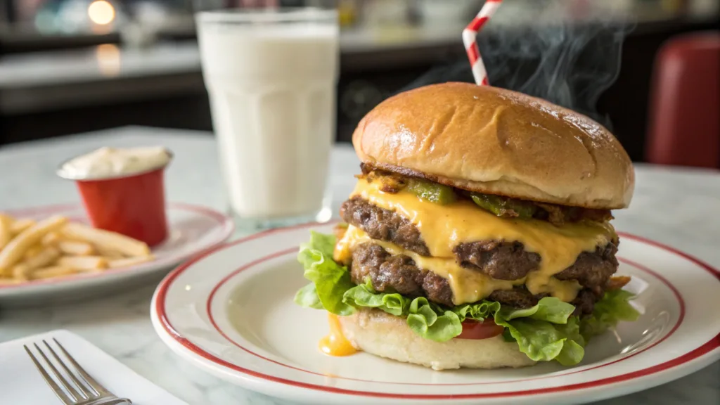 How Old Is All American Burger? A Fast Food Legacy 4 a cheeseburger with a straw on a plate