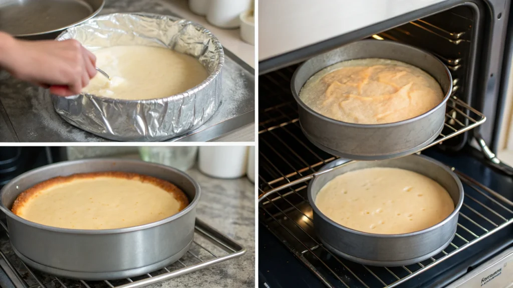 Water Bath for Cheesecake: Why It’s Essential & How to Do It Right 3 a collage of a cake in a pan