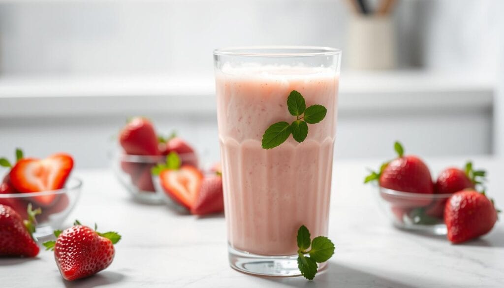 strawberry lassi with yogurt strawberry lassi with yogurt