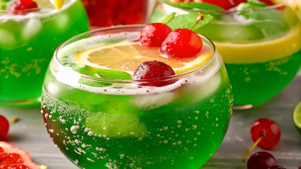Green Party Punch bowl with citrus slices