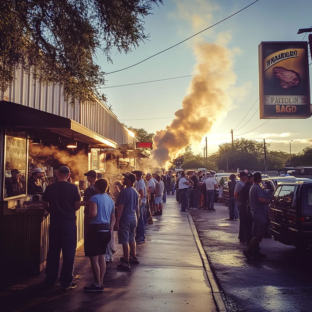 Top 50 BBQ Texas: A Finger-Lickin’ Guide to the State’s Best Smokehouses 7 Austin BBQ line at Franklin Barbecue, one of Top 50 BBQ Texas restaurants