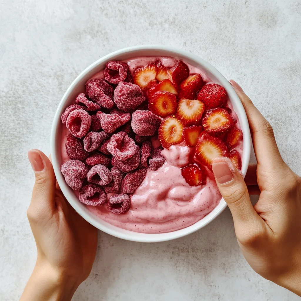Freeze Dried Treats: The Delicious, Healthy Way to Snack and Store Food 9 Smoothie bowl topped with freeze dried strawberries